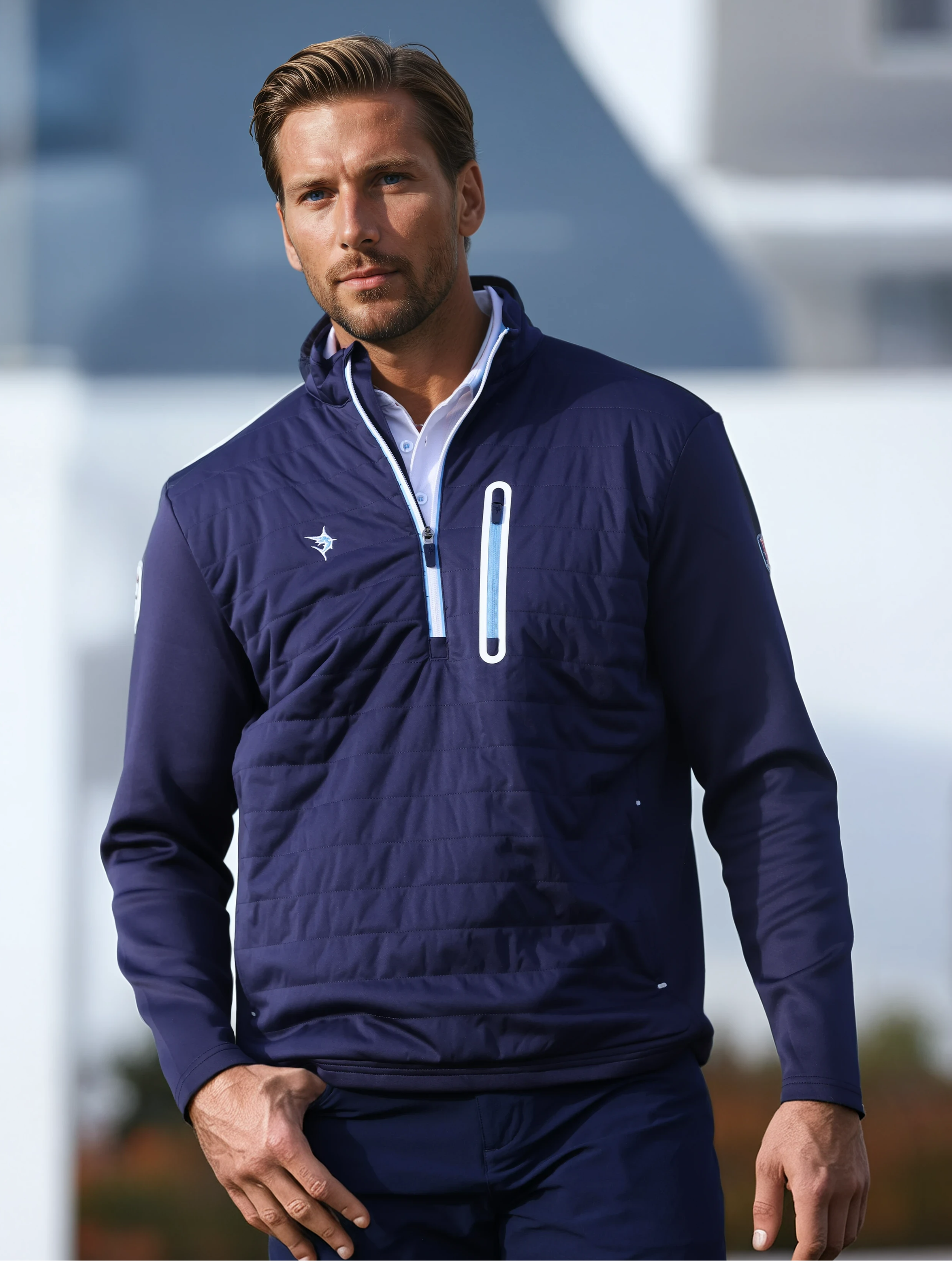 The Hamptons- Long Sleeve Embroidery Classic 3/4 Zip Pullover Men’s Sweater Weather Collection