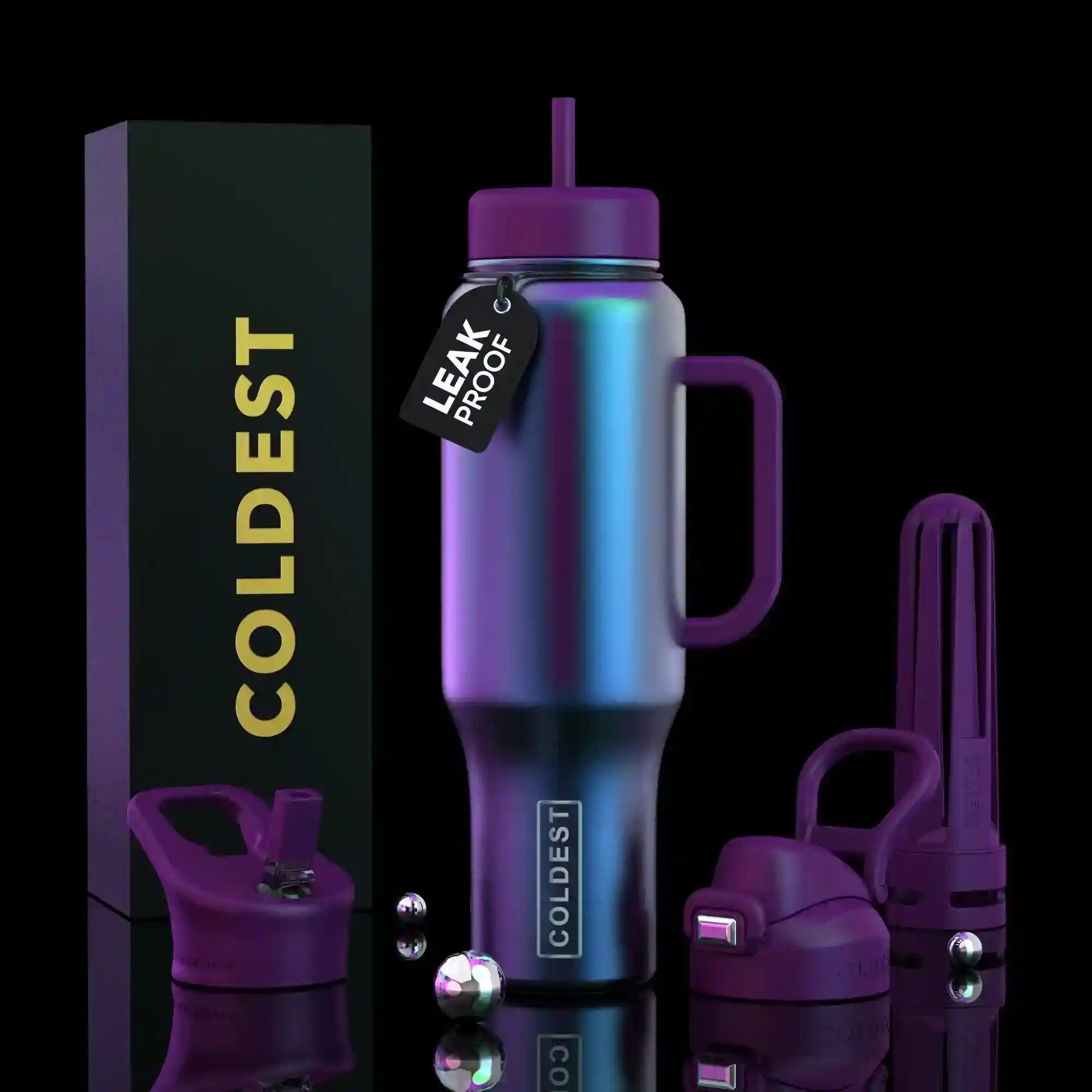COLDEST PINK STAINLESS STEEL WATER BOTTLE 5 PIECE SET
