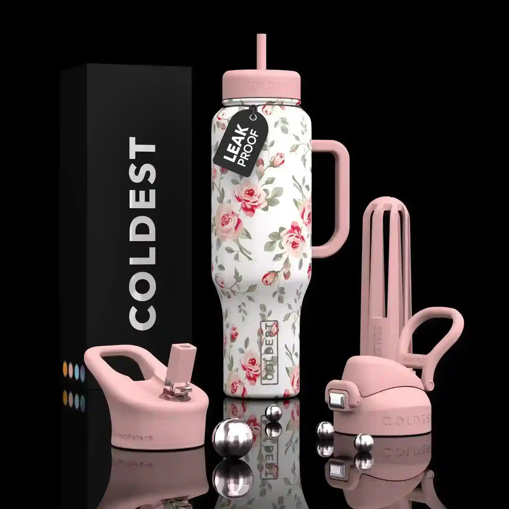 COLDEST PINK STAINLESS STEEL WATER BOTTLE 5 PIECE SET