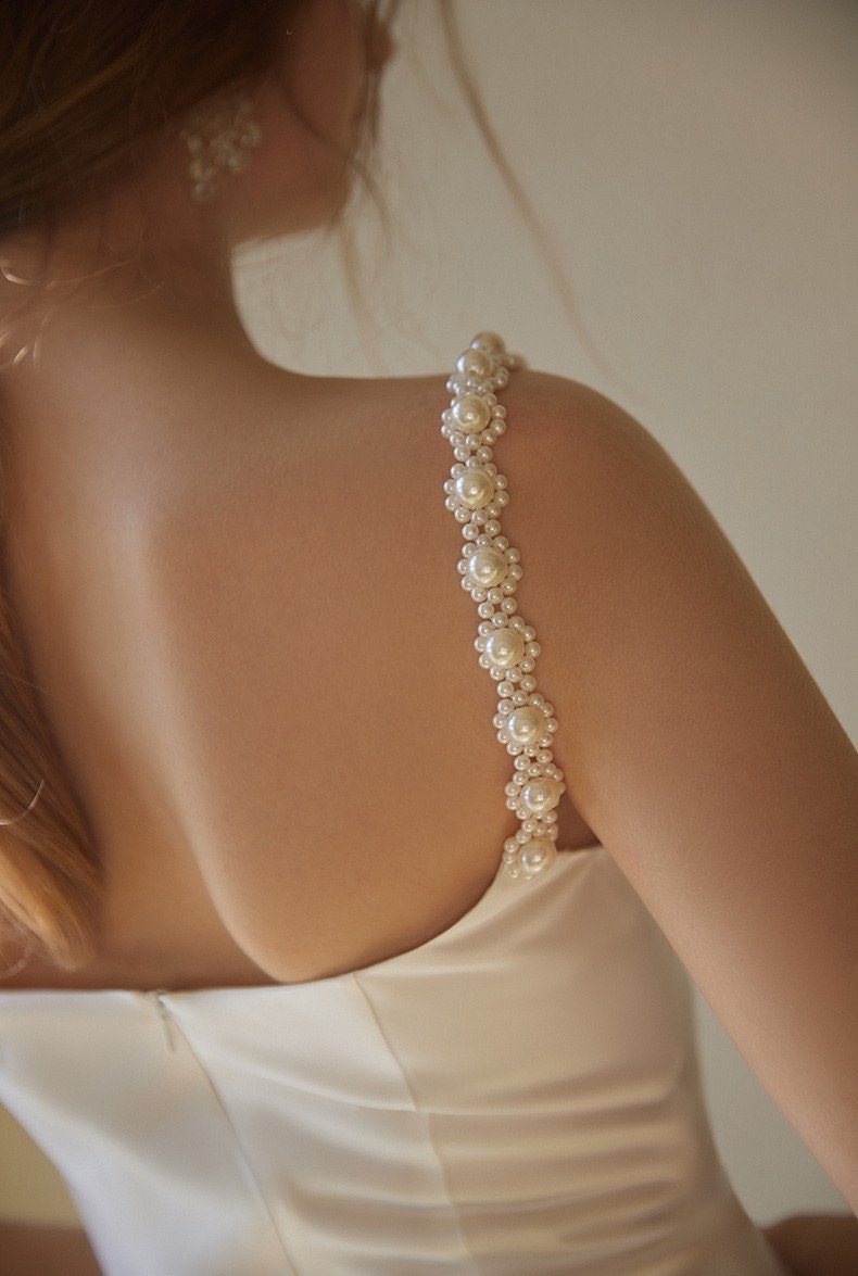 Satin Mermaid Thin Strap Wedding Gown