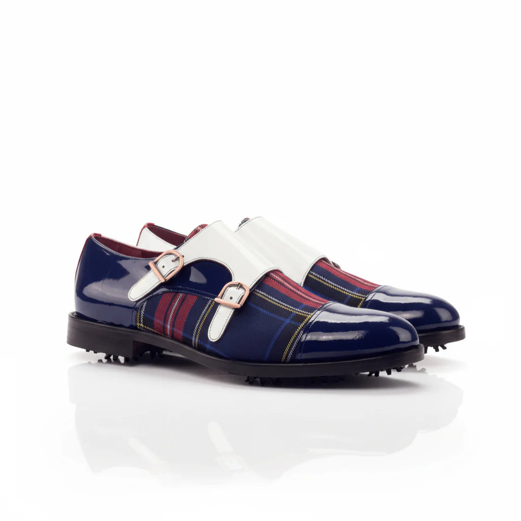 Stylish Plaid Buckle Golf Shoe