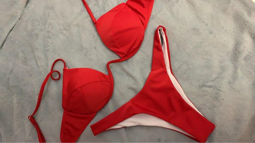 2 Piece Bikini Wire Push-Up Top & High Rise Thong Style Bottom