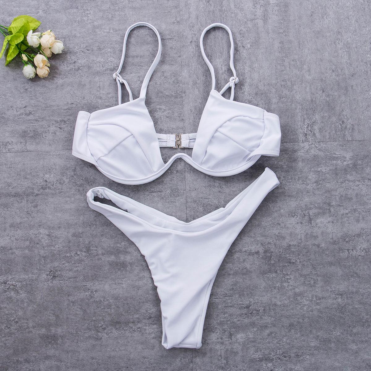 2 Piece Bikini Wire Push-Up Top & High Rise Thong Style Bottom