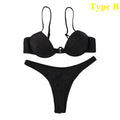 2 Piece Bikini Wire Push-Up Top & High Rise Thong Style Bottom