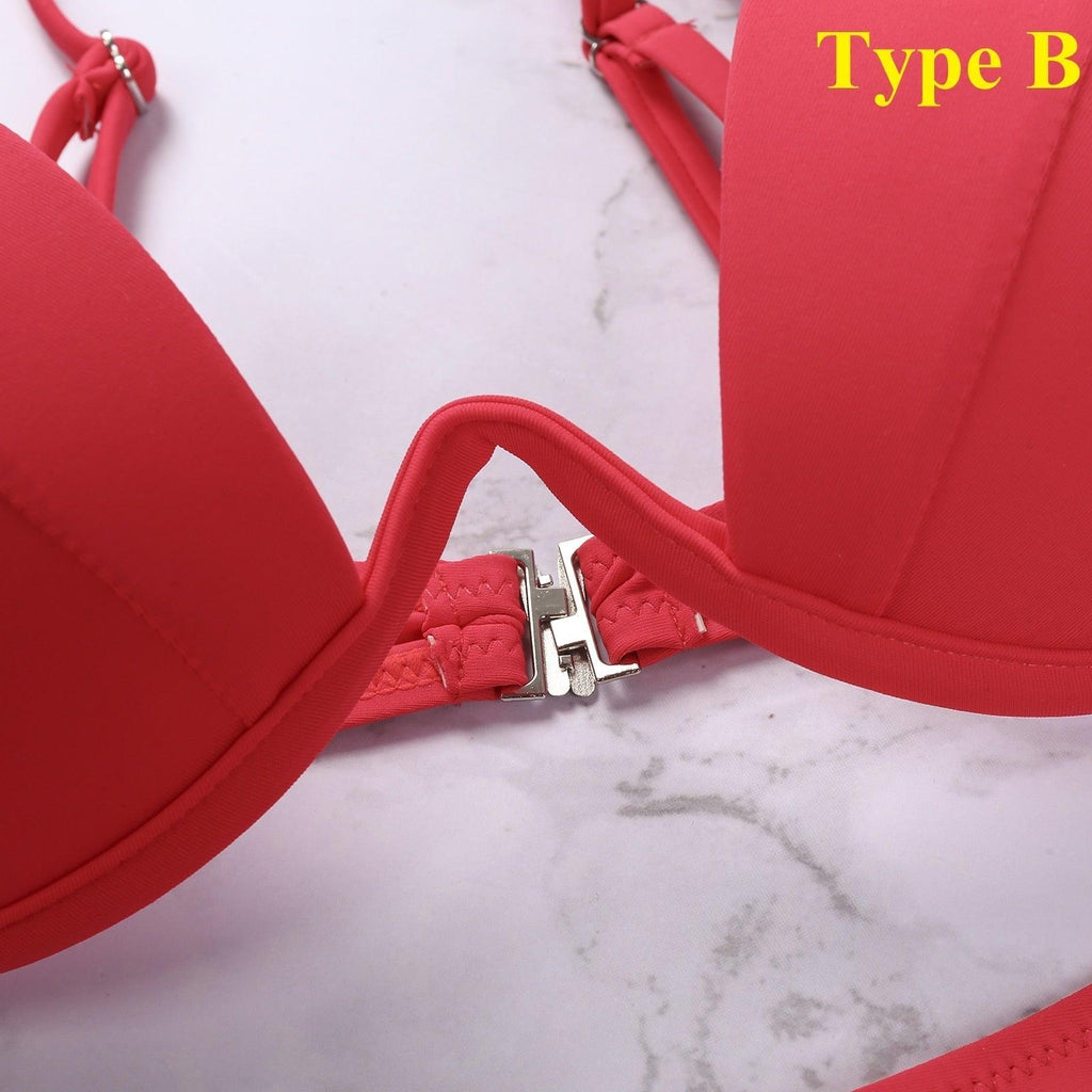 2 Piece Bikini Wire Push-Up Top & High Rise Thong Style Bottom